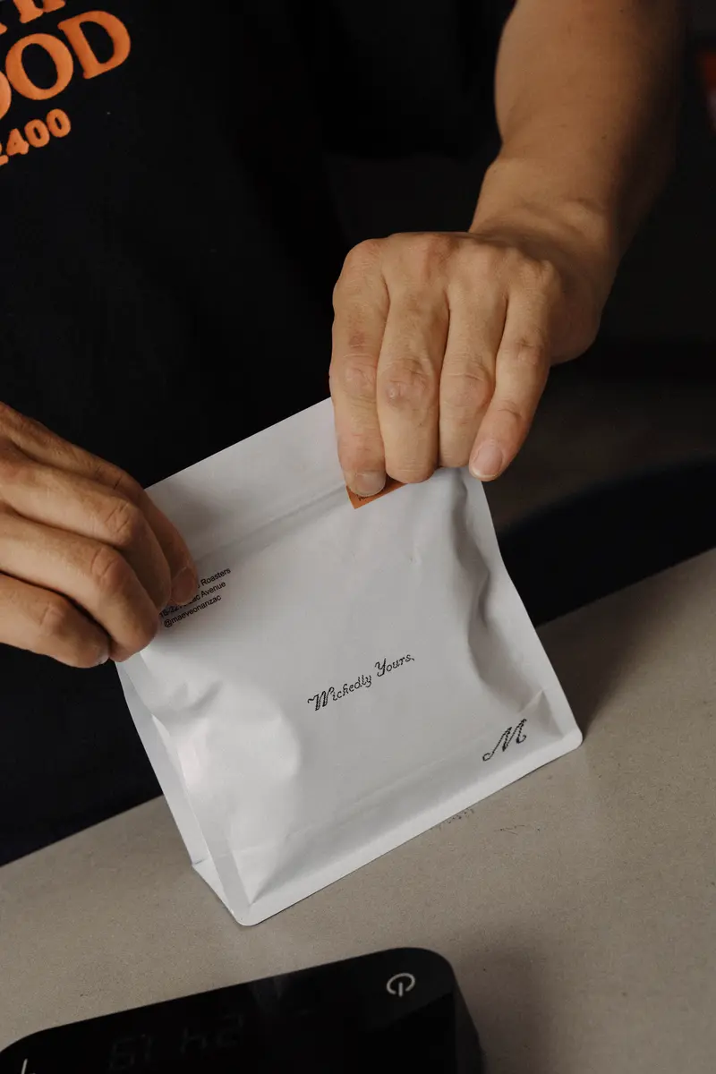 Sealing a Maeve coffee bag