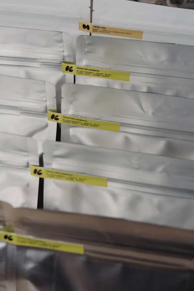 Labeled sample bags with origin details